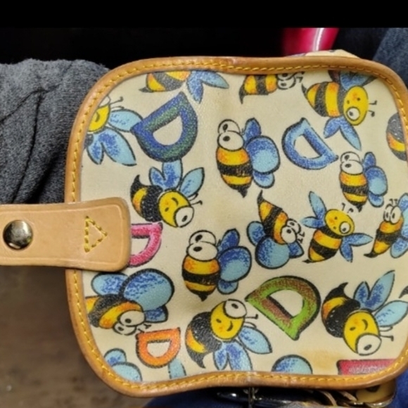 VINTAGE Dooney & Bourke Multicolor Bee Print With Wristlet - Picture 4 of 7